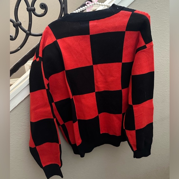 Forever 21 Men’s (unisex) Red & Black Checkered Cardigan Size Small - Picture 2 of 2